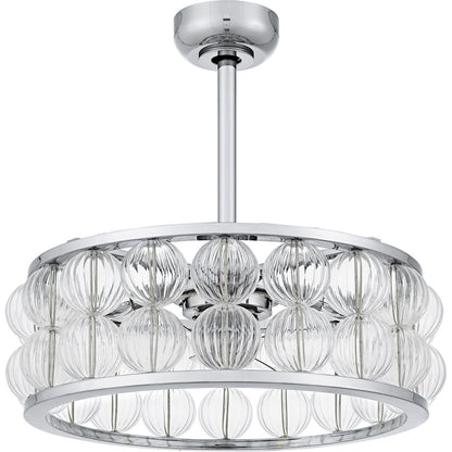 Terrarock 4Lt Fandelier, Polished Chrome/Clear Ribbed