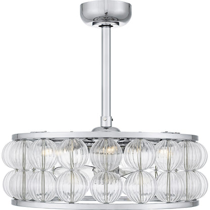 Terrarock 4Lt Fandelier, Polished Chrome/Clear Ribbed