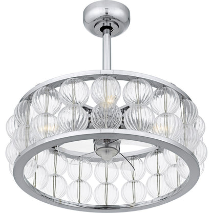 Terrarock 4Lt Fandelier, Polished Chrome/Clear Ribbed