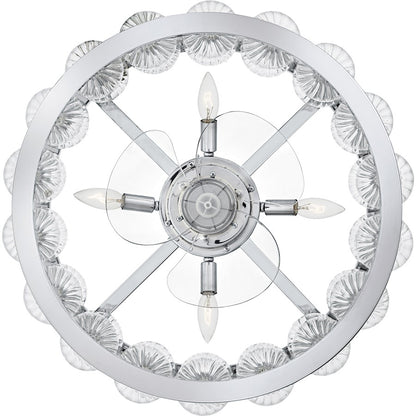 Terrarock 4Lt Fandelier, Polished Chrome/Clear Ribbed