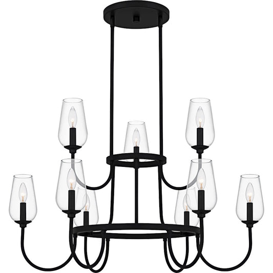 Quoizel Viscount 9Light Chandelier, Matte Black/Clear Glass - VSC5036MBK