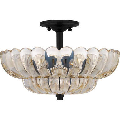 Whitecap 4 Light Semi-Flush Mount, Mottled Cocoa/Amber Glass