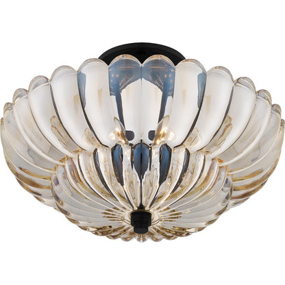 Whitecap 4 Light Semi-Flush Mount, Mottled Cocoa/Amber Glass