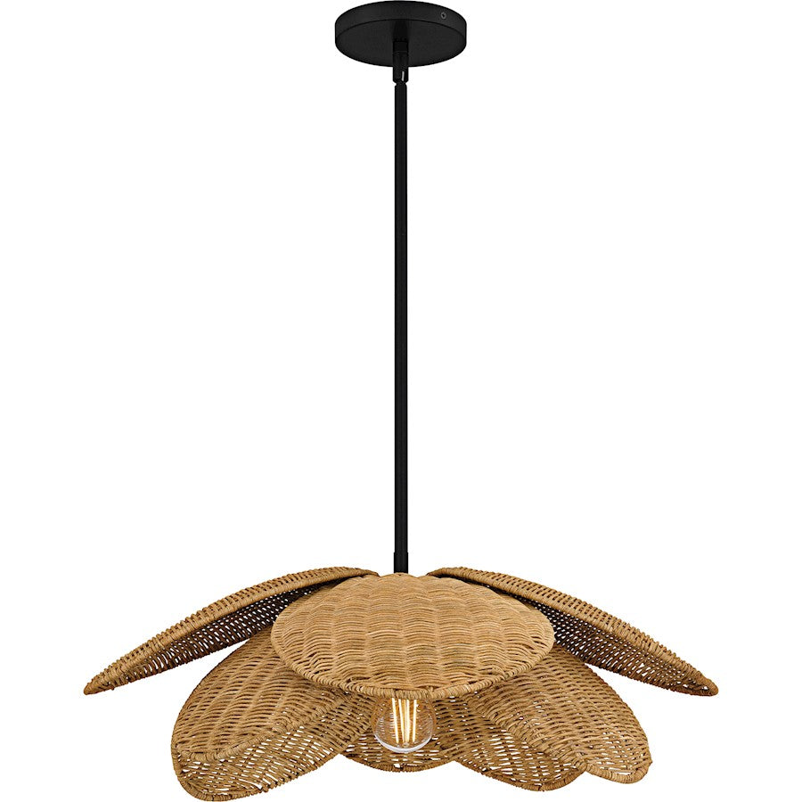 Quoizel Willa 1Light Pendant, Matte Black/Rattan - WLL2822MBK