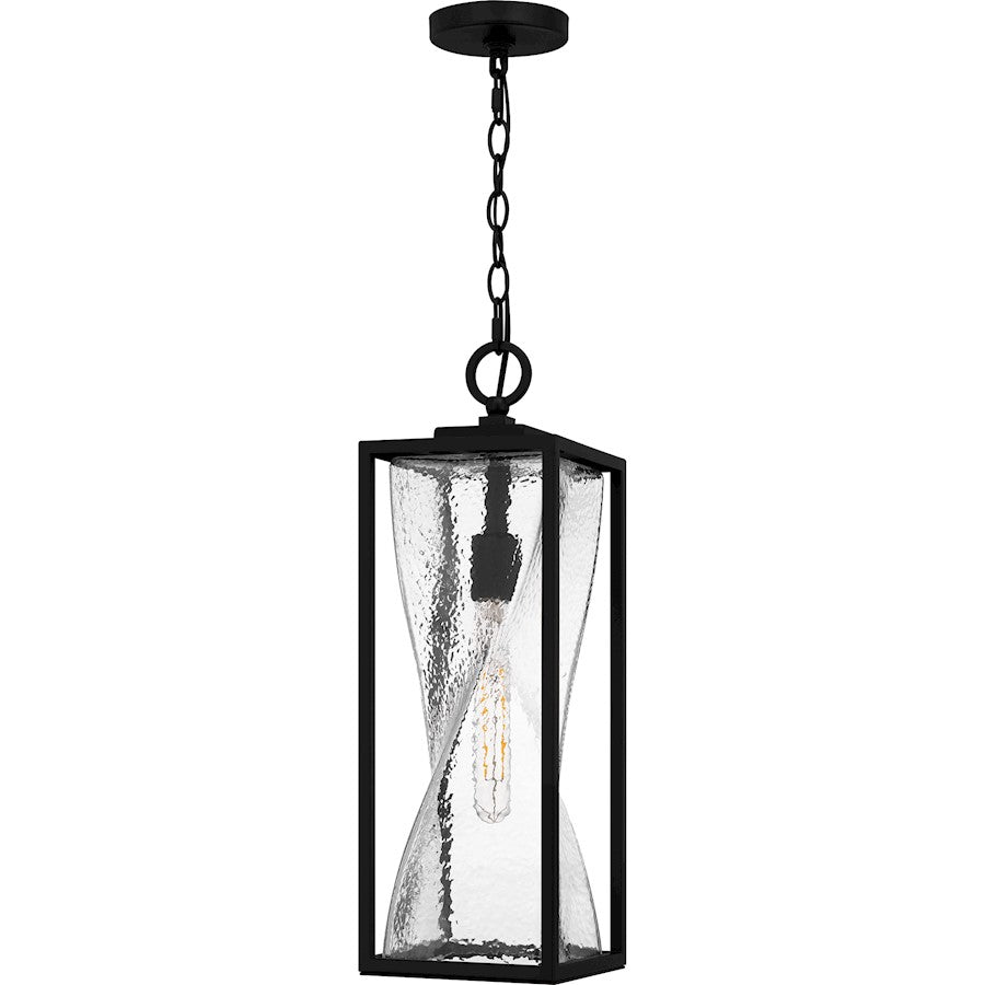 Zarah 1Light Mini Pendant, Matte Black/Clear Hammered Glass