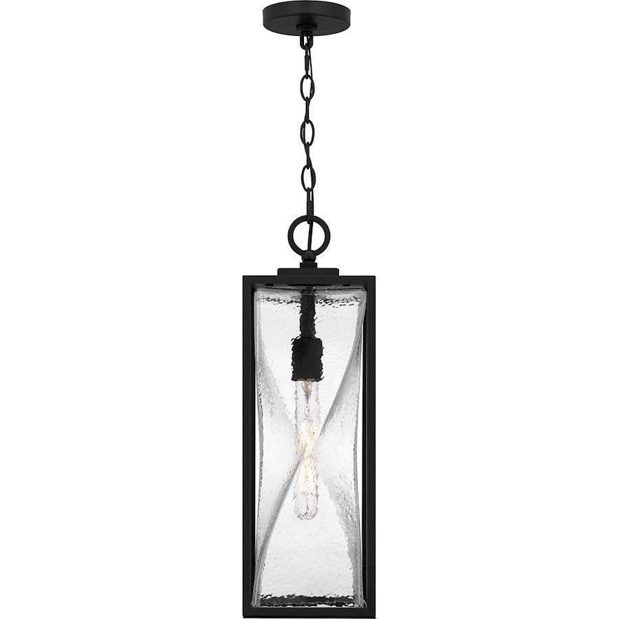 Zarah 1Light Mini Pendant, Matte Black/Clear Hammered Glass