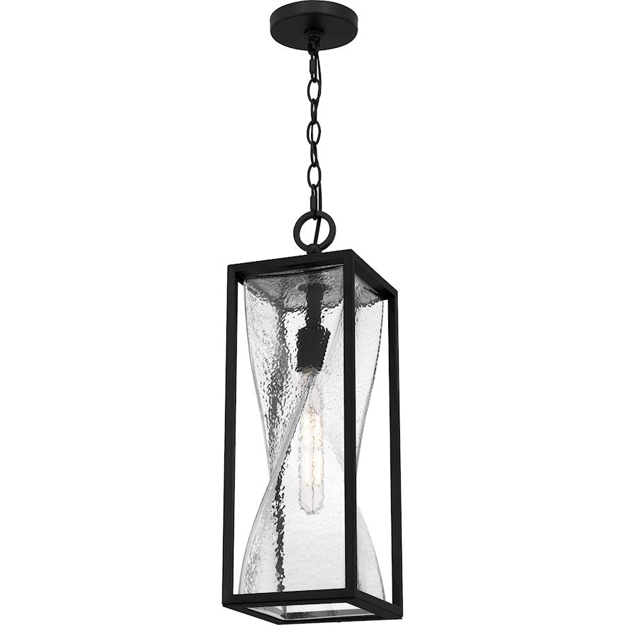 Zarah 1Light Mini Pendant, Matte Black/Clear Hammered Glass