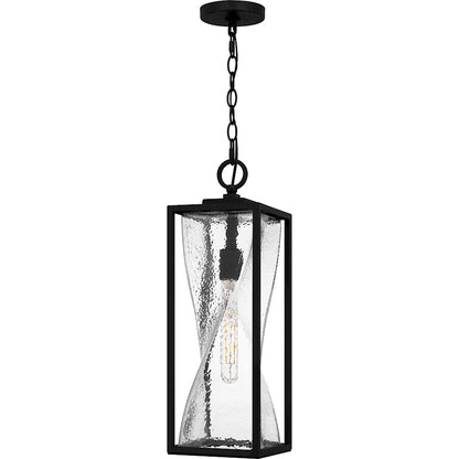 Zarah 1Lt 22" Outdoor Lantern, Black/Clear Hammered