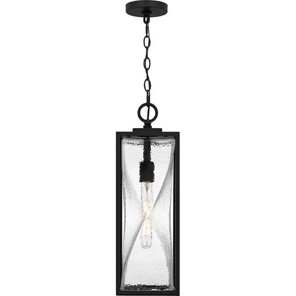 Zarah 1Lt 22" Outdoor Lantern, Black/Clear Hammered