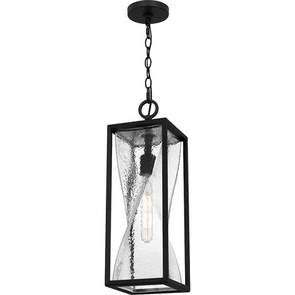 Zarah 1Lt 22" Outdoor Lantern, Black/Clear Hammered
