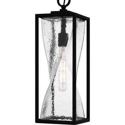 Zarah 1Lt 22" Outdoor Lantern, Black/Clear Hammered
