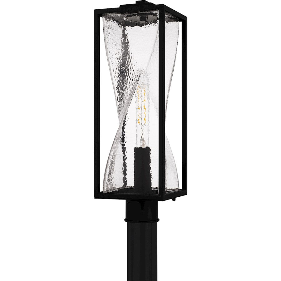 Zarah 1Lt 21" Outdoor Lantern, Black/Clear Hammered