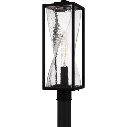 Zarah 1Lt 21" Outdoor Lantern, Black/Clear Hammered