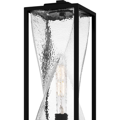 Zarah 1Lt 21" Outdoor Lantern, Black/Clear Hammered
