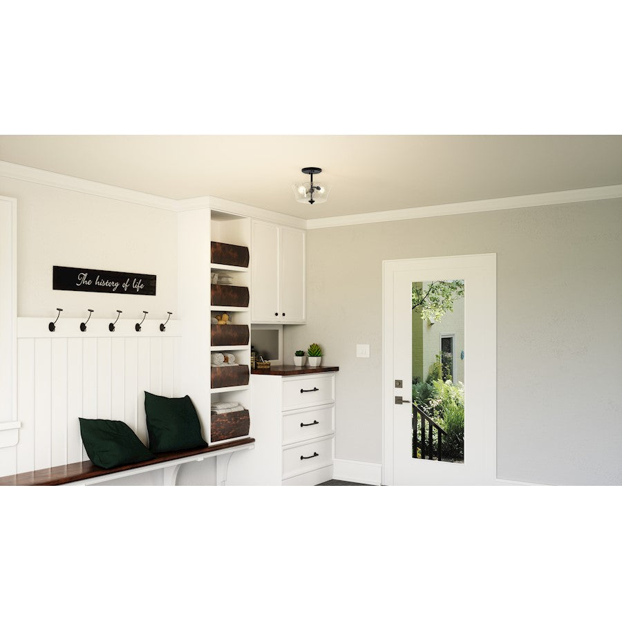 Quoizel Acacia 2 Light Semi-Flush Mount, Brushed Nickel/Clear Water - ACA1711BN