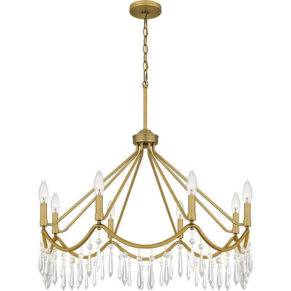 Airedale 8 Light Chandelier, Aged Brass
