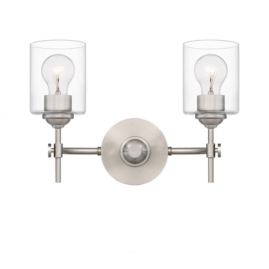 Aria 2 Light Bath Vanity, Brushed Nickel/Clear
