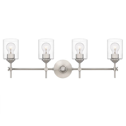 Aria 4 Light Bath Vanity, Brushed Nickel/Clear