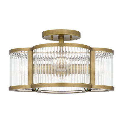 Aster 4 Light Semi-Flush Mount, Clear Ribbed