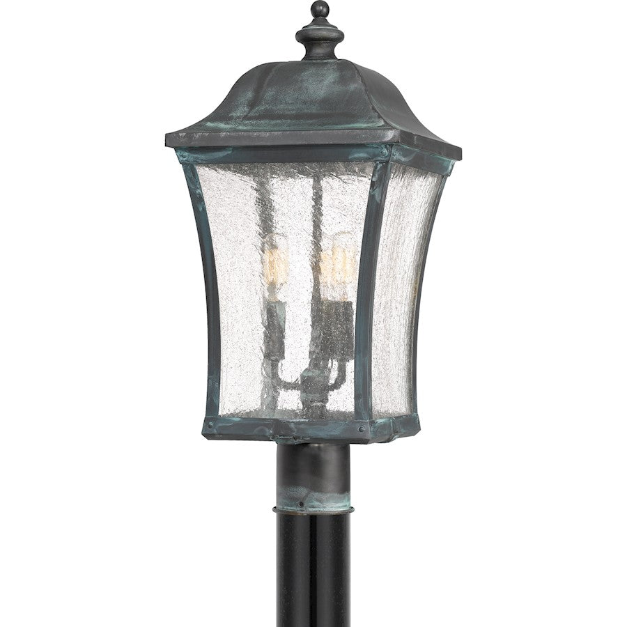 Bardstown 3 Light Outdoor Post Lantern, Aged Verde