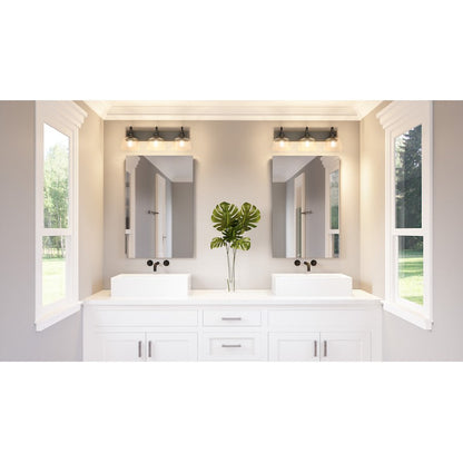 Blanton 3 Light Bath Light, Matte Black/Clear
