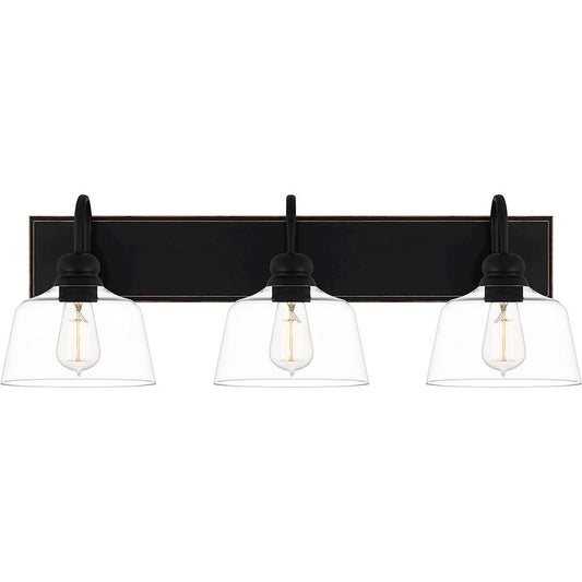 Blanton 3 Light Bath Light, Matte Black/Clear