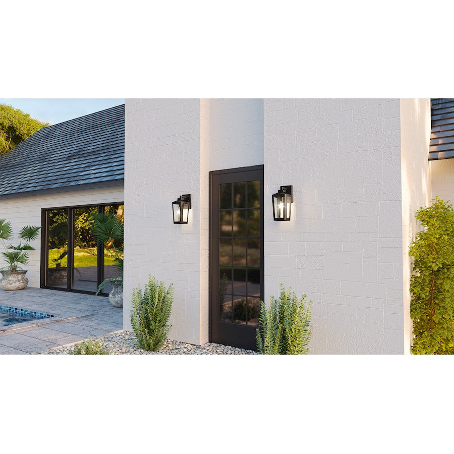 Blomfield 1 Light Outdoor Lantern, Matte Black/Beveled