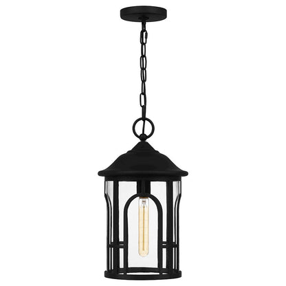 Brampton 1 Light Mini Pendant, Matte Black/Clear