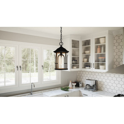 Brampton 1 Light Mini Pendant, Matte Black/Clear