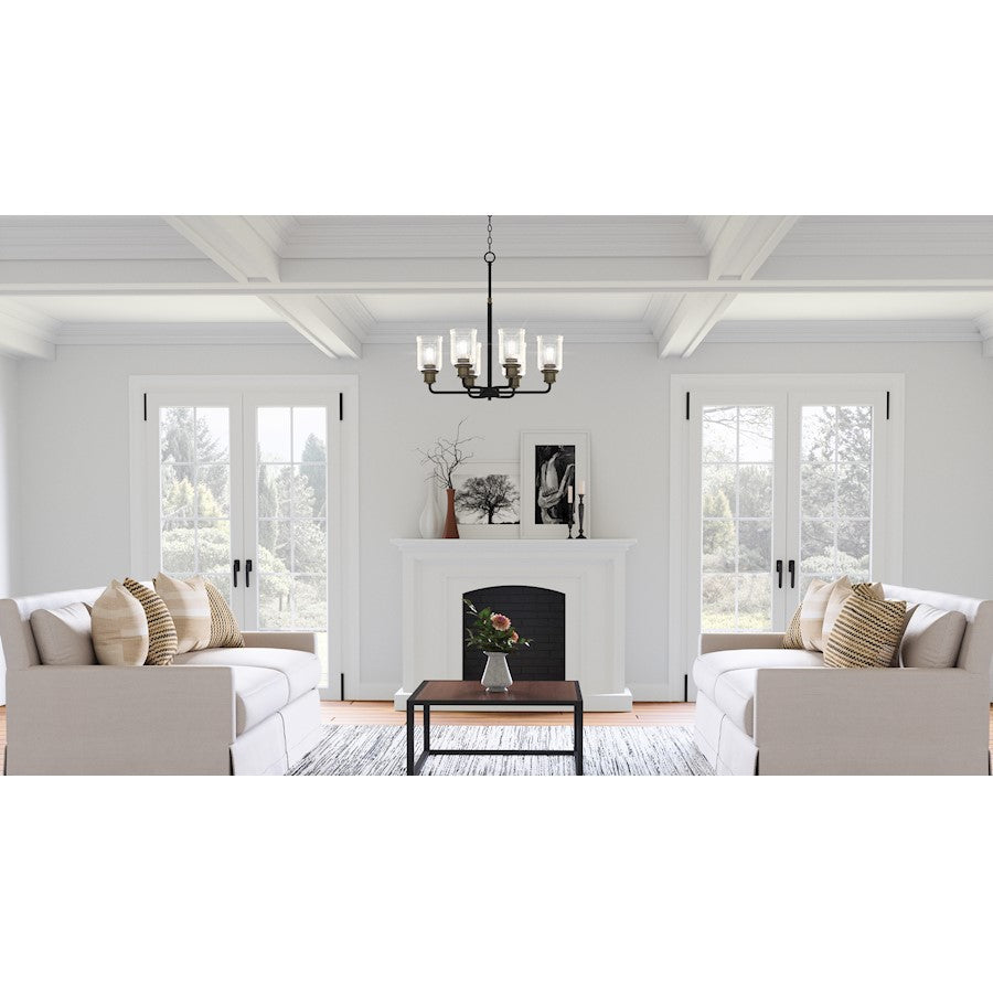 Cox  Chandelier, Matte Black/Clear