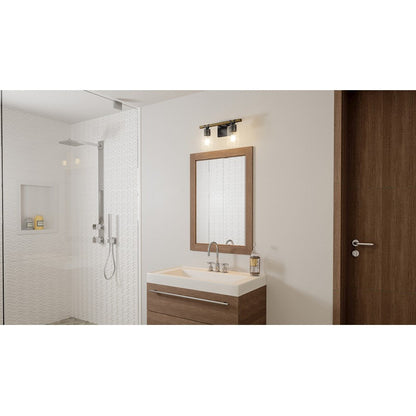 Devon Court 2 Light Bath Vanity, Matte Black/Clear