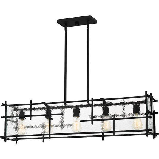 Daphne 5 Light Island Light, Matte Black/Clear Ice