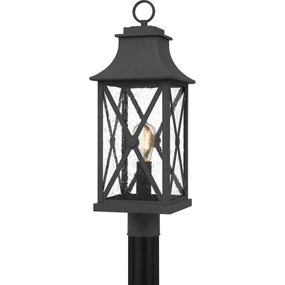 Ellerbee 1 Light Outdoor Post Lantern, Mottled Black