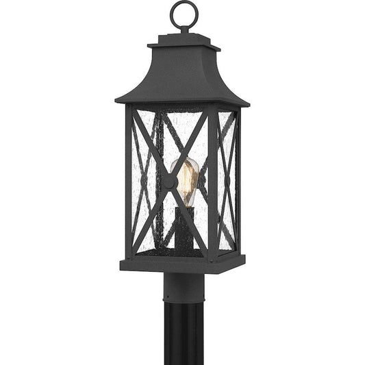 Ellerbee 1 Light Outdoor Post Lantern, Mottled Black