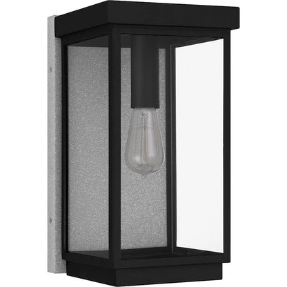 Ezra 1 Light Outdoor Lantern, Earth Black/Clear Tempered