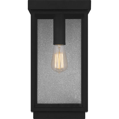 Ezra 1 Light Outdoor Lantern, Earth Black/Clear Tempered