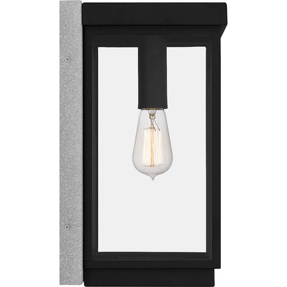 Ezra 1 Light Outdoor Lantern, Earth Black/Clear Tempered