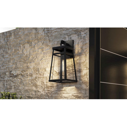 Godfrey 1 Light Outdoor Lantern, Matte Black/Clear Rain