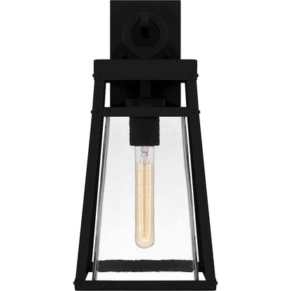 Godfrey 1 Light Outdoor Lantern, Matte Black/Clear Rain