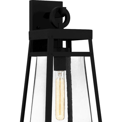 Godfrey 1 Light Outdoor Lantern, Matte Black/Clear Rain