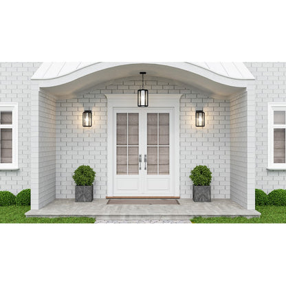 Hazel 1 Light 17" Outdoor Lantern, Earth Black/Clear Seeded
