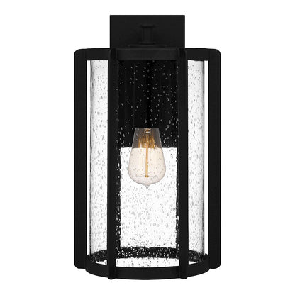 Hazel 1 Light Outdoor Lantern, Earth Black/Clear Seeded