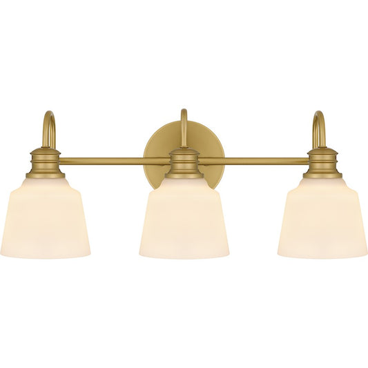 Quoizel Hinton 3 Light Bath Light, Aged Brass/Opal Etched - HIN8622AB
