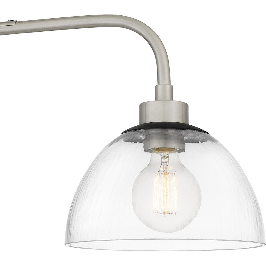 Halsey 3 Light Island Light, Brushed Nickel/Clear Rain Glass