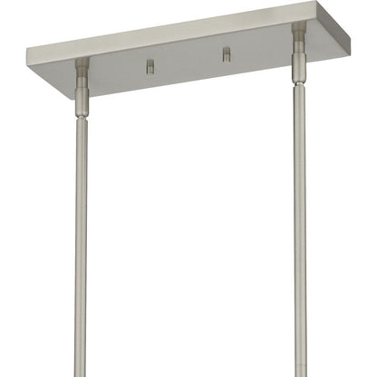 Halsey 3 Light Island Light, Brushed Nickel/Clear Rain Glass