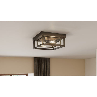 Quoizel Infinger 2 Light Semi-Flush Mount, Earth Black/Clear Seeded - INF1613EK