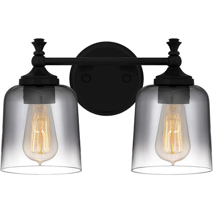 Jenson 2 Light Bath Light, Matte Black/Smoke