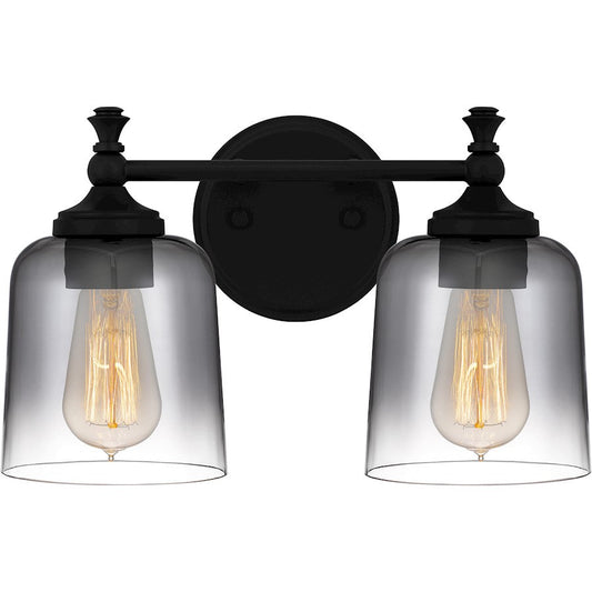 Jenson 2 Light Bath Light, Matte Black/Smoke