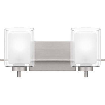 Quoizel Kolt 2 Light Bath Light, Nickel/Clear/Sandblasted Interior - KLT8902BN