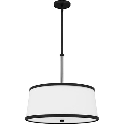 Kylen Pendant, Matte Black/Egg Shell Fabric
